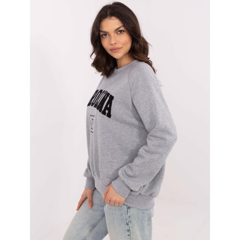 Szürke melange szigetelt kapucnis pulóver