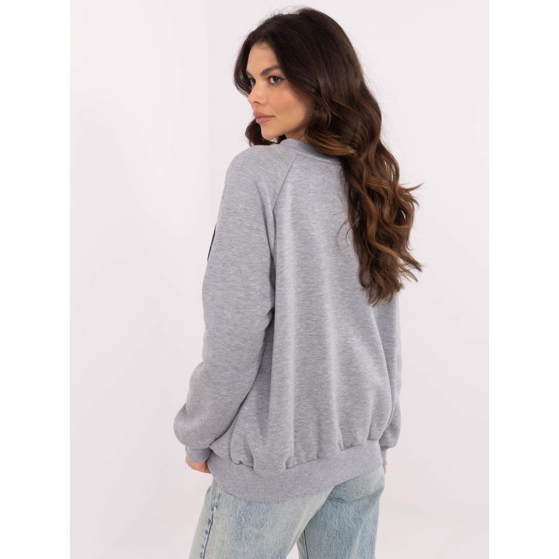 Szürke melange szigetelt kapucnis pulóver