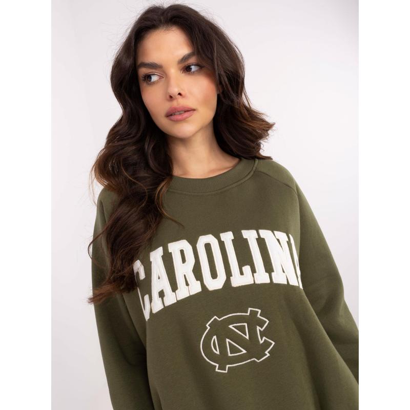 Khaki színű női túlméretezett, szigetelt pulóver