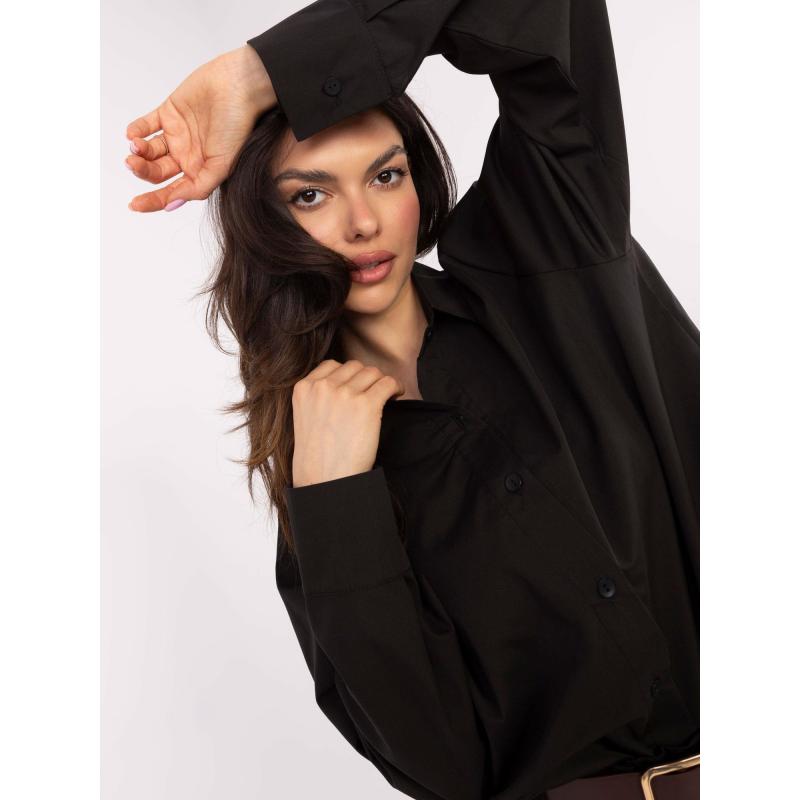 Černá dámská košile oversize s rozparky