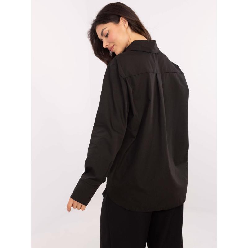 Černá dámská košile oversize s rozparky