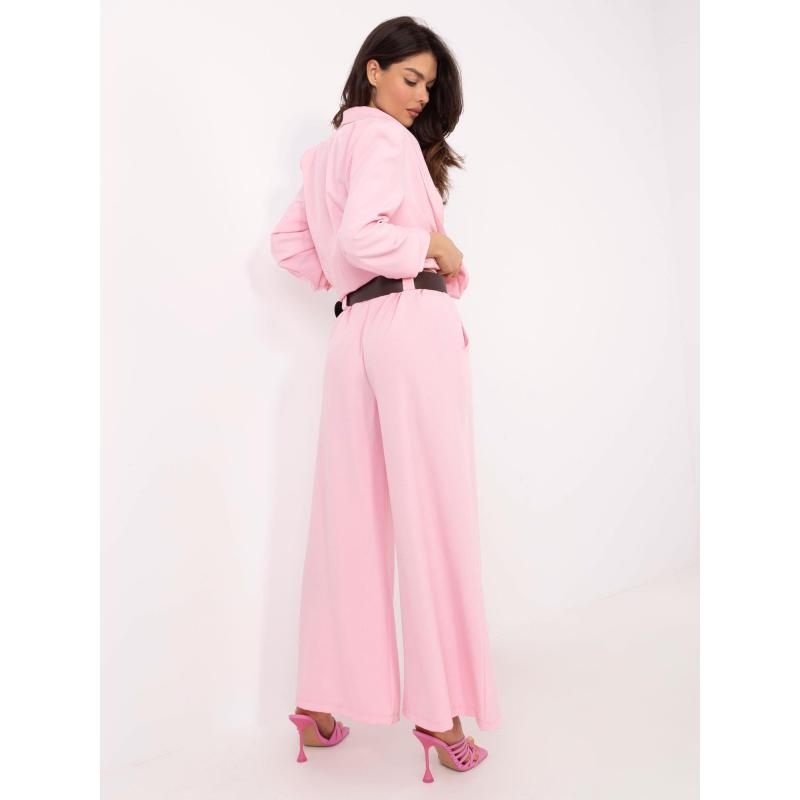 Svetloružové elegantné nohavice so širokými nohavicami
