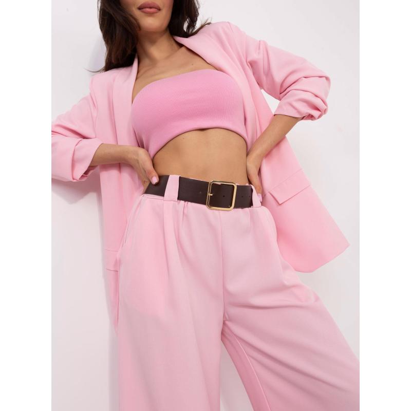 Svetloružové elegantné nohavice so širokými nohavicami