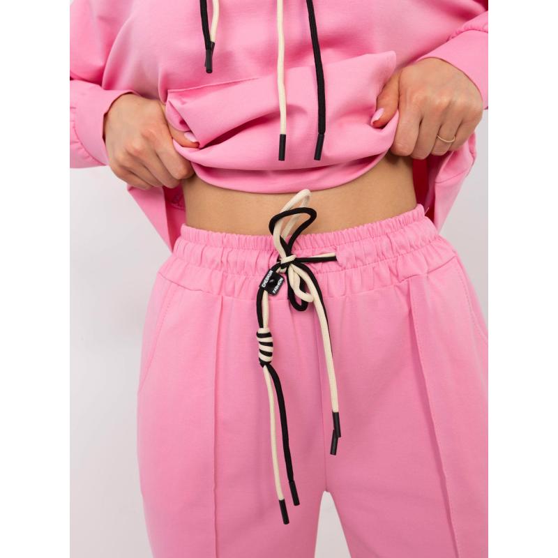 Růžová dámská tepláková souprava s klokaní bundou