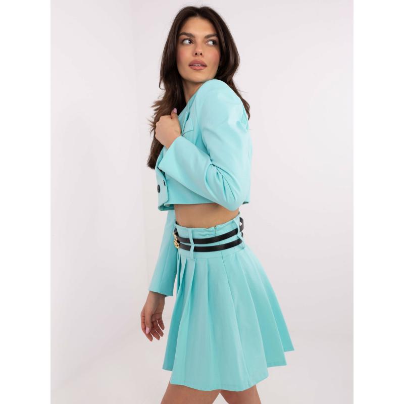 Mátová obleková sukně s plisováním