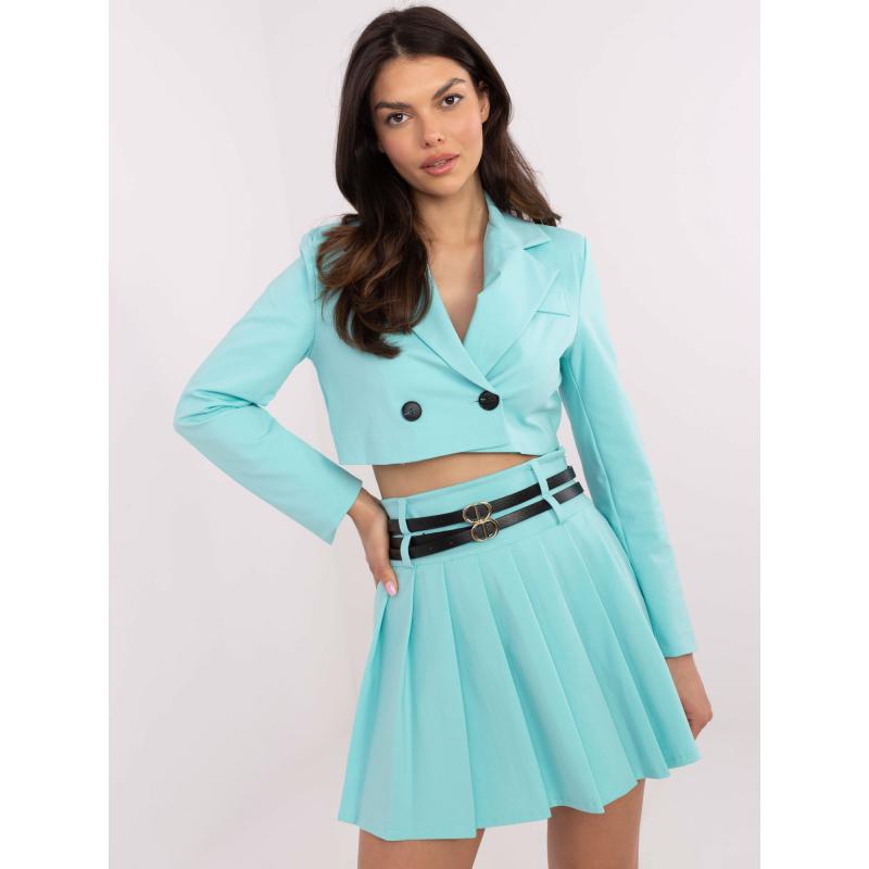 Mátová obleková sukně s plisováním