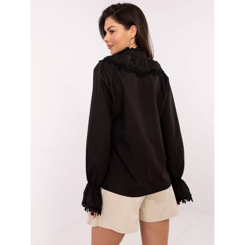 Černá elegantní dámská košile s žabotem