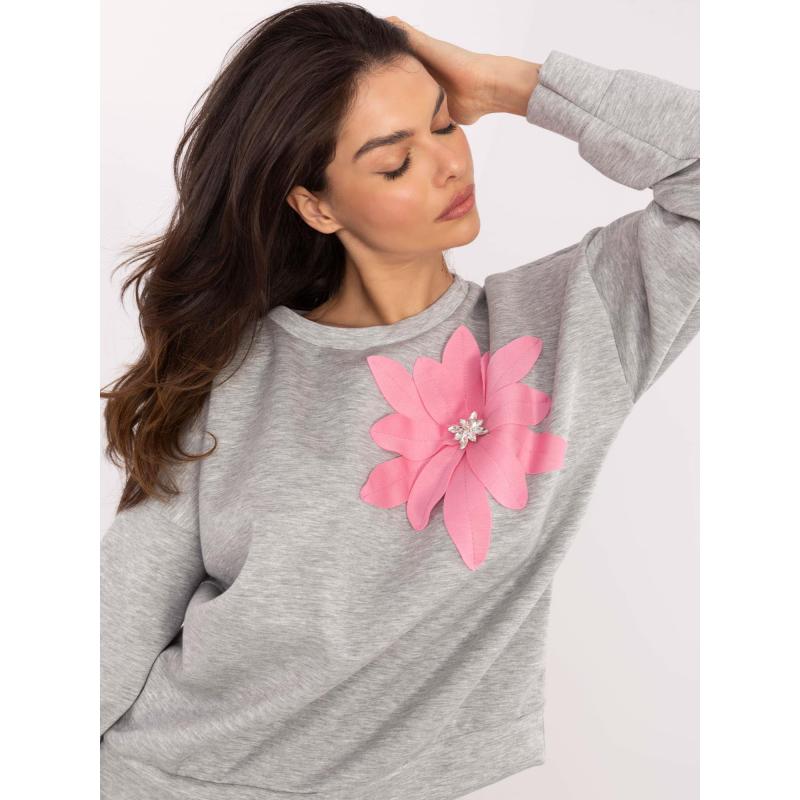 Szürke melange viszkózblúz