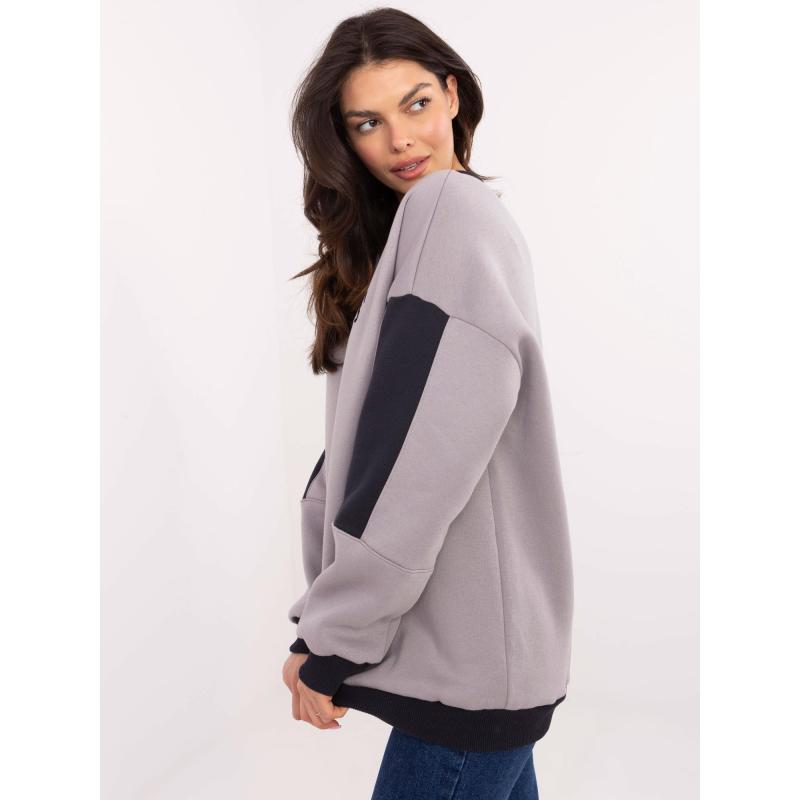 Világosszürke túlméretezett kapucnis pulóver