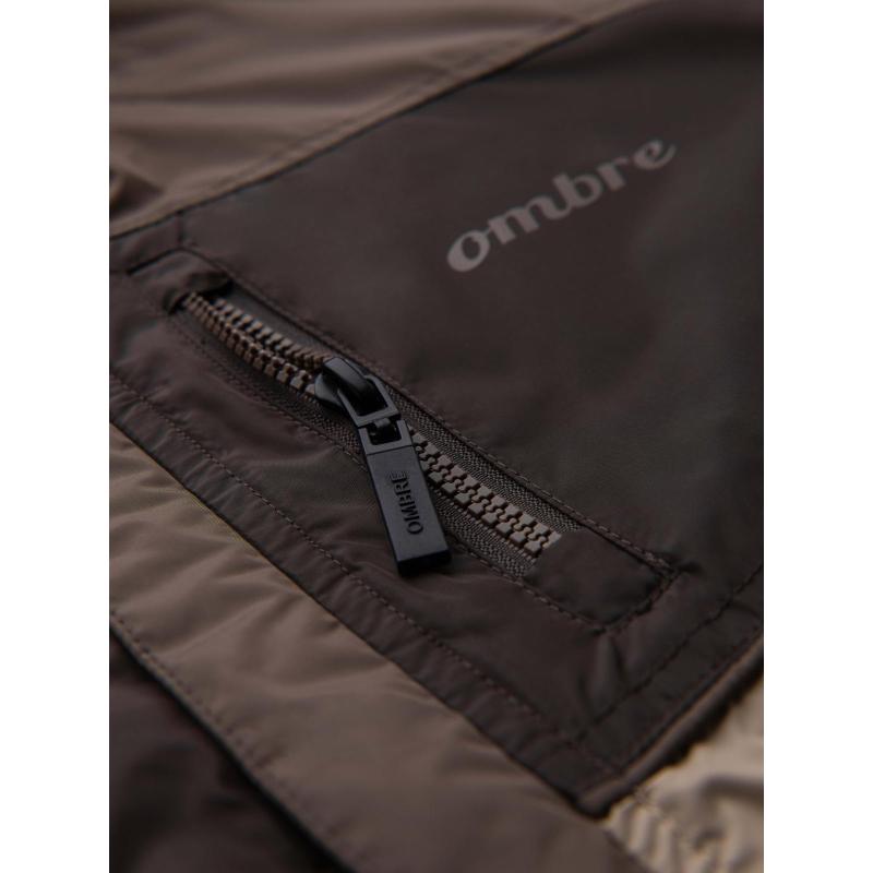 Kurtka męska sportowa z kapturem C447 - V19 brązowa