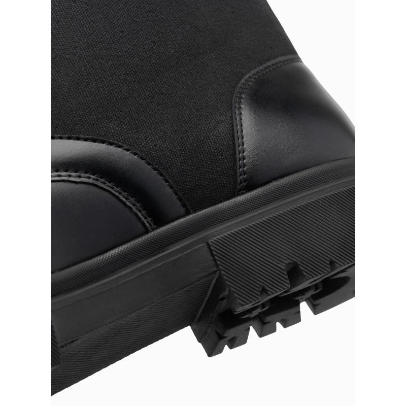 Férfi magas túracipő kombinált anyagokból – fekete V1 OM-FOBO-0174