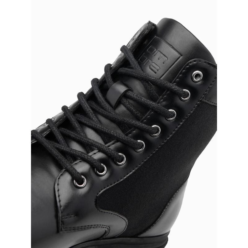 Férfi magas túracipő kombinált anyagokból – fekete V1 OM-FOBO-0174