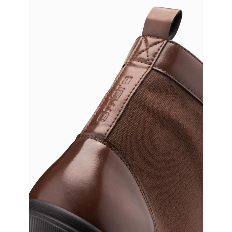 Férfi túracipő magas felsőrésszel kombinált anyagokból – sötétbarna V2 OM-FOBO-0174