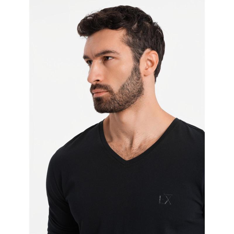 Pánský dlouhý rukáv s raglánovými kontrastními rukávy - bílo-šedý V5 OM-LSCL-0105