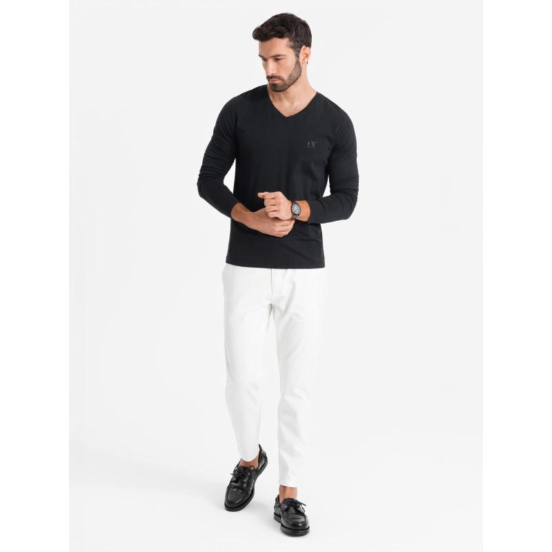 Pánský dlouhý rukáv s raglánovými kontrastními rukávy - bílo-šedý V5 OM-LSCL-0105