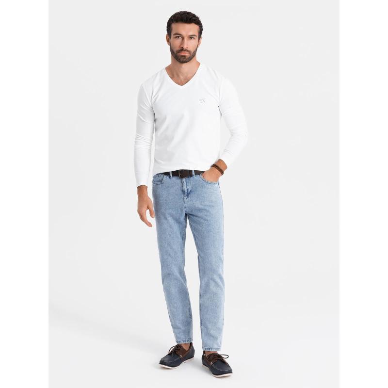 Pánský dlouhý rukáv s raglánovými kontrastními rukávy - bílý a šedý V5 OM-LSCL-0105