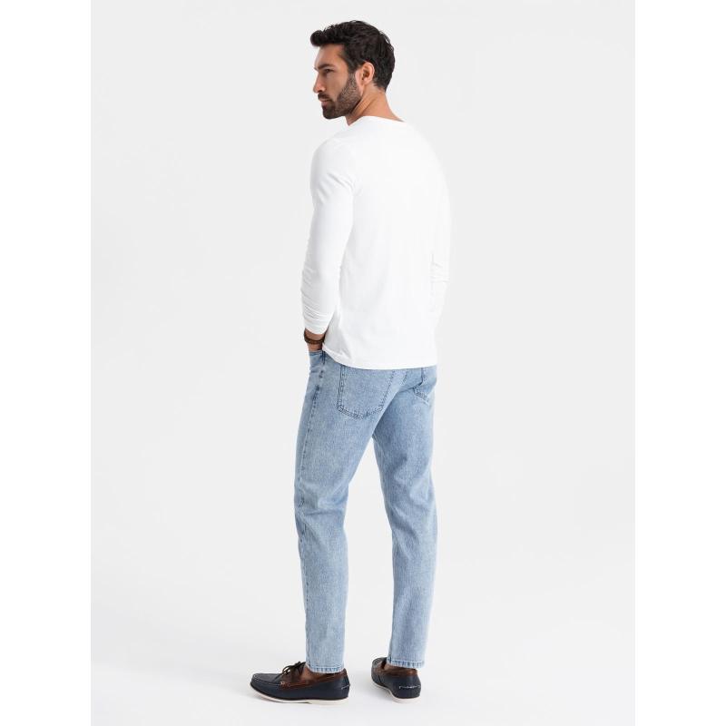 Pánský dlouhý rukáv s raglánovými kontrastními rukávy - bílý a šedý V5 OM-LSCL-0105