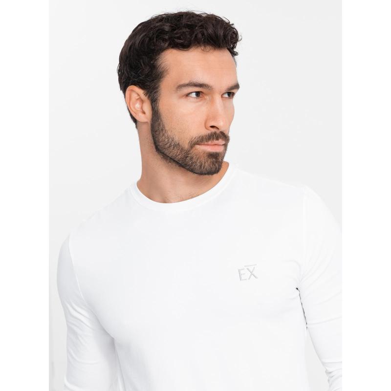 Pánský dlouhý rukáv s raglánovými kontrastními rukávy - bílý a šedý V5 OM-LSCL-0105