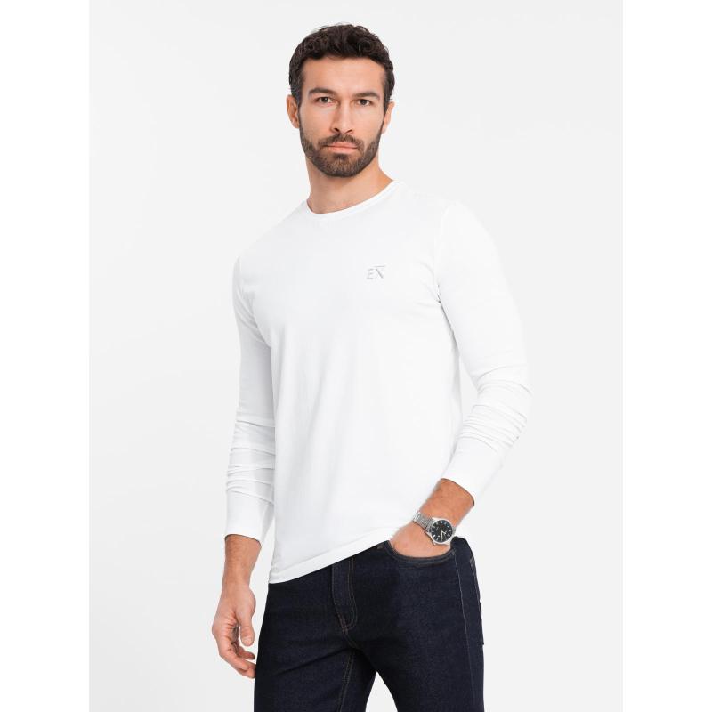 Pánský dlouhý rukáv s raglánovými kontrastními rukávy - bílý a šedý V5 OM-LSCL-0105