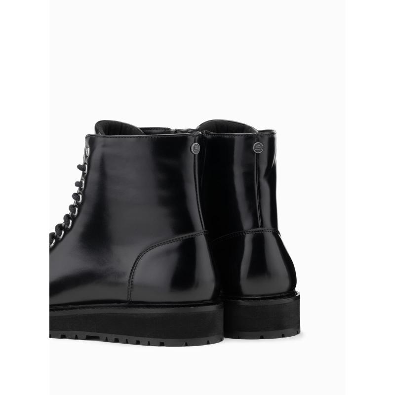 Férfi magas cipő fényes öko bőrből – fekete V1 OM-FOBO-0175