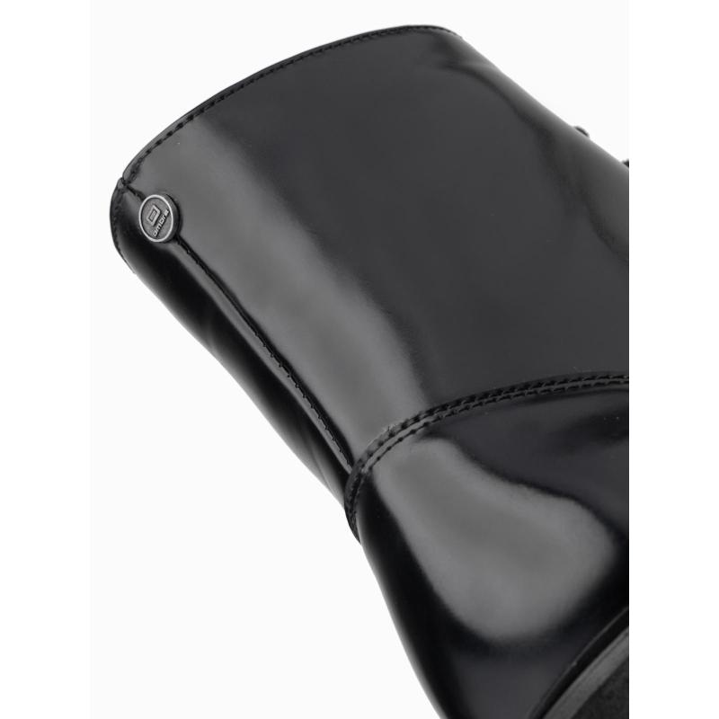 Férfi magas cipő fényes öko bőrből – fekete V1 OM-FOBO-0175