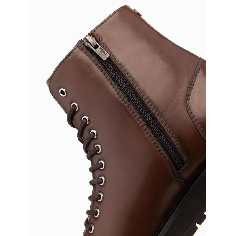 Férfi cipő magas felsőrésszel fényes öko bőrből – sötétbarna V2 OM-FOBO-0175