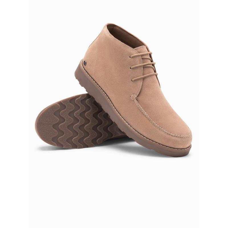 Férfi szarvasbőr bokacsizma vastag talppal – bézs V1 OM-FOCS-0164