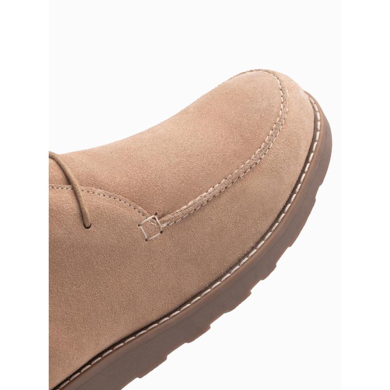 Férfi szarvasbőr bokacsizma vastag talppal – bézs V1 OM-FOCS-0164