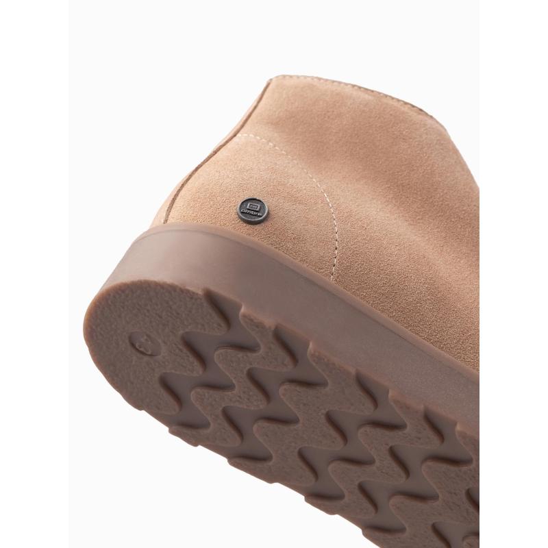 Férfi szarvasbőr bokacsizma vastag talppal – bézs V1 OM-FOCS-0164