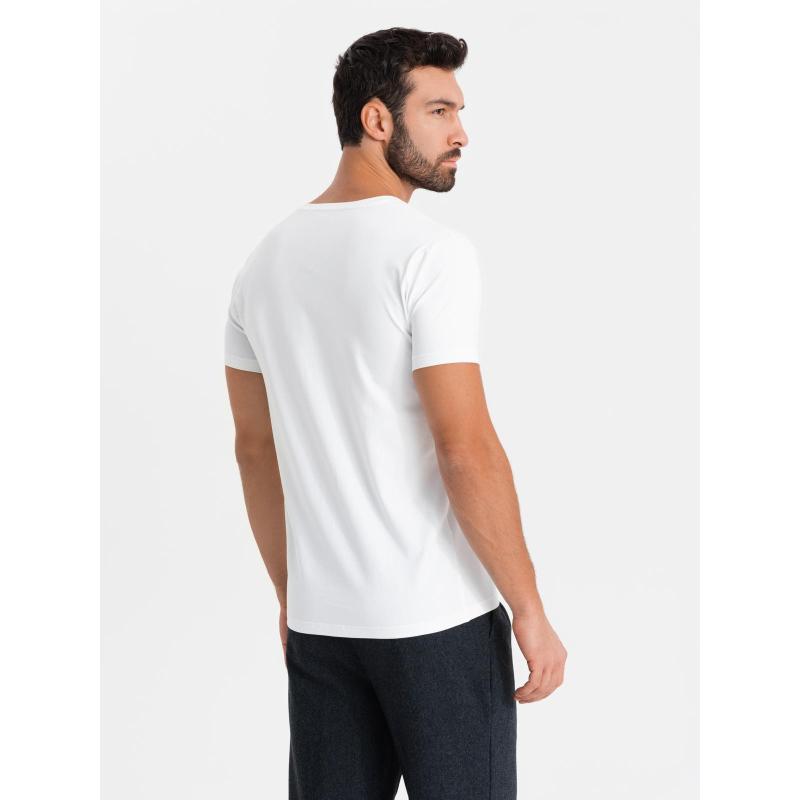 Pánské tričko SLIM FIT s kulatým výstřihem a logem - bílé V1 OM-TSCT-0220