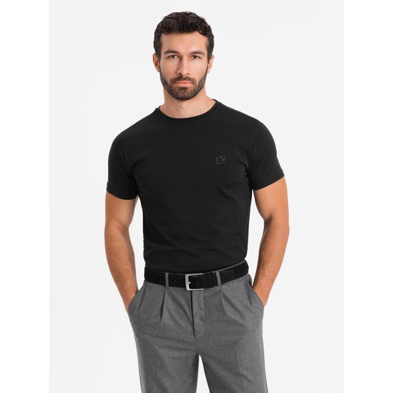 Pánské tričko SLIM FIT s kulatým výstřihem a logem - bílé V1 OM-TSCT-0220