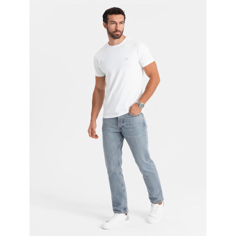 Pánské tričko SLIM FIT s kulatým výstřihem a logem - bílé V1 OM-TSCT-0220