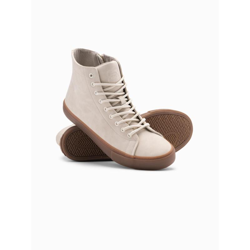 Férfi bokacsizma gumitalppal – krém V1 OM-FOTH-0187