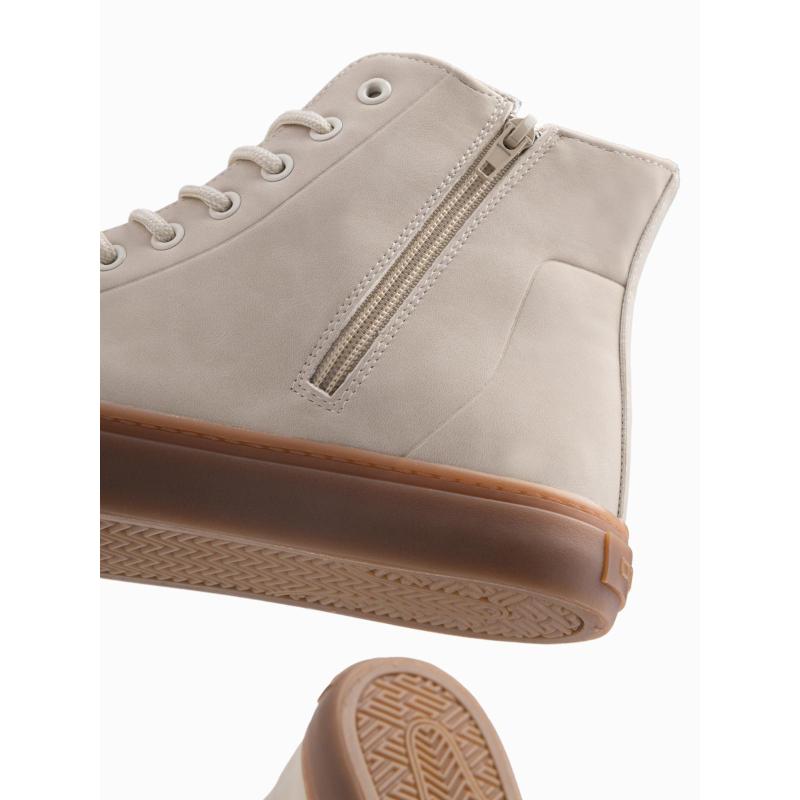 Férfi bokacsizma gumitalppal – krém V1 OM-FOTH-0187