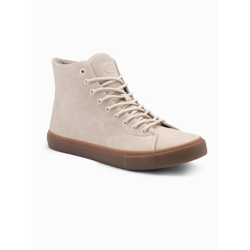 Férfi bokacsizma gumitalppal – krém V1 OM-FOTH-0187