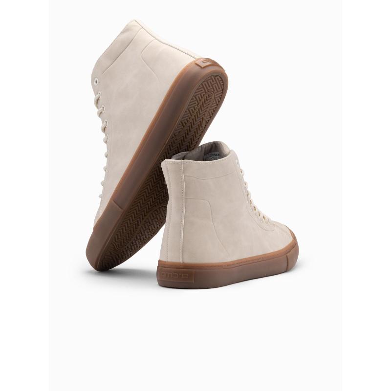 Férfi bokacsizma gumitalppal – krém V1 OM-FOTH-0187