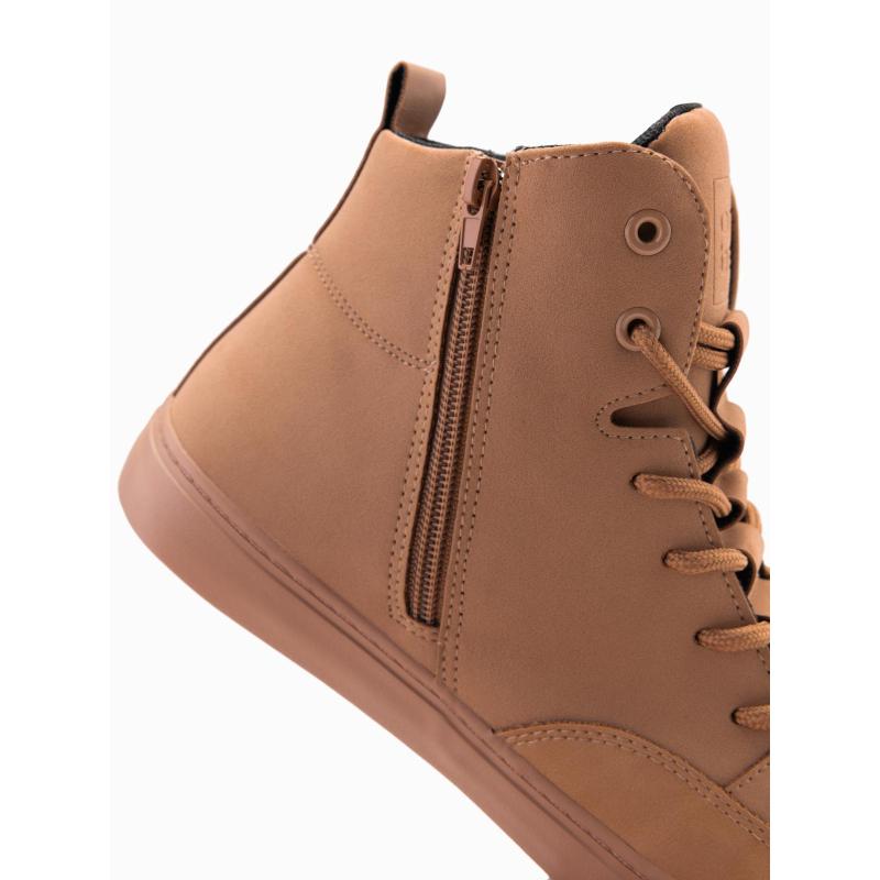 Férfi bokacsizma díszpántokkal – barna V3 OM-FOSH-0176