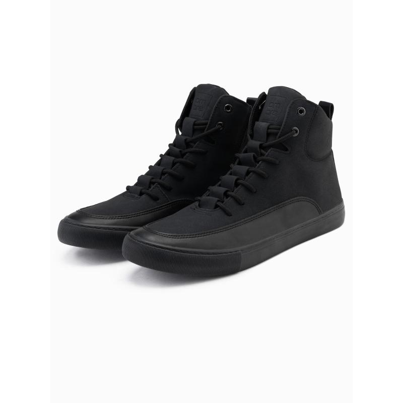 Férfi bokacsizma díszítő pántokkal – fekete V4 OM-FOSH-0176