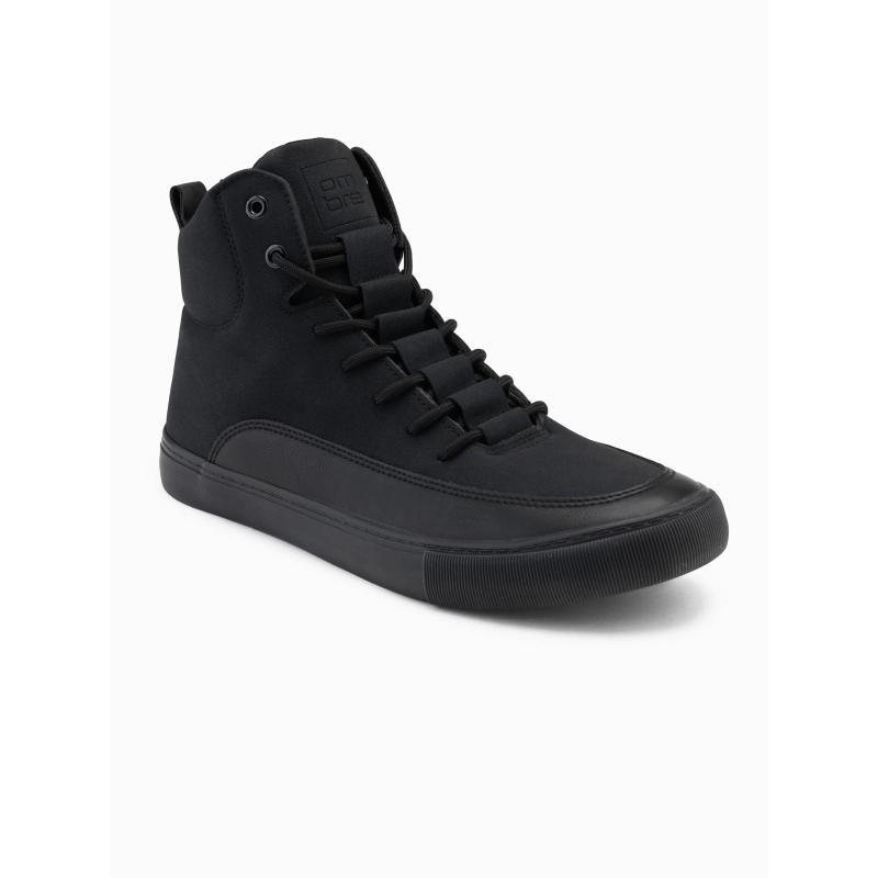 Férfi bokacsizma díszítő pántokkal – fekete V4 OM-FOSH-0176