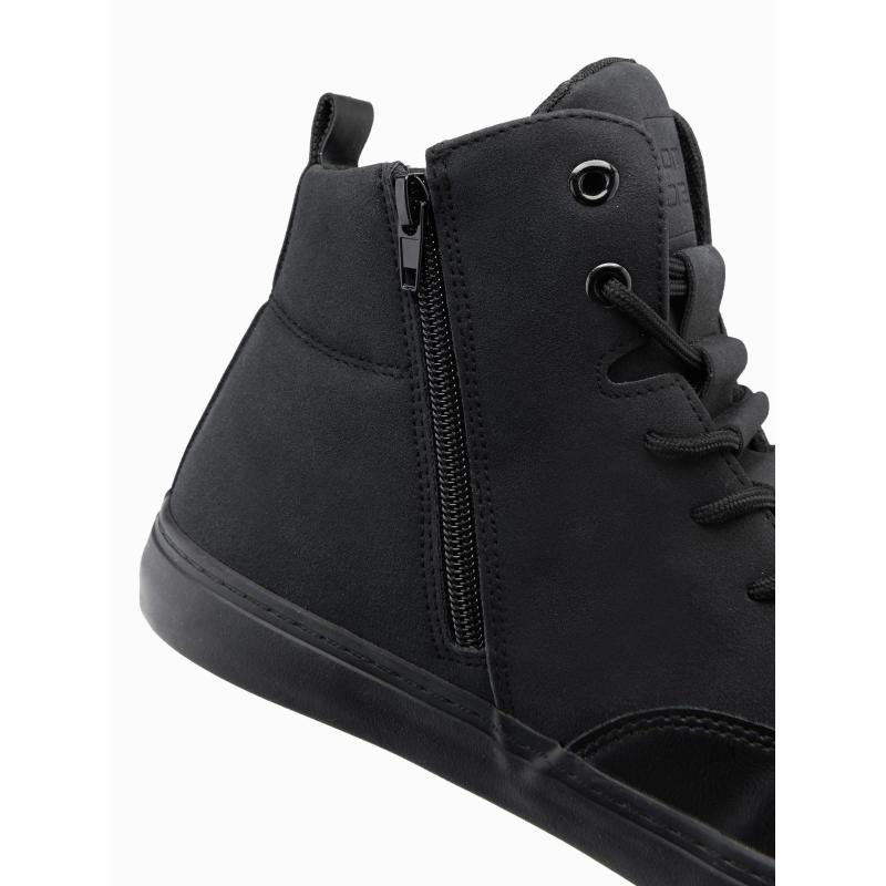 Férfi bokacsizma díszítő pántokkal – fekete V4 OM-FOSH-0176