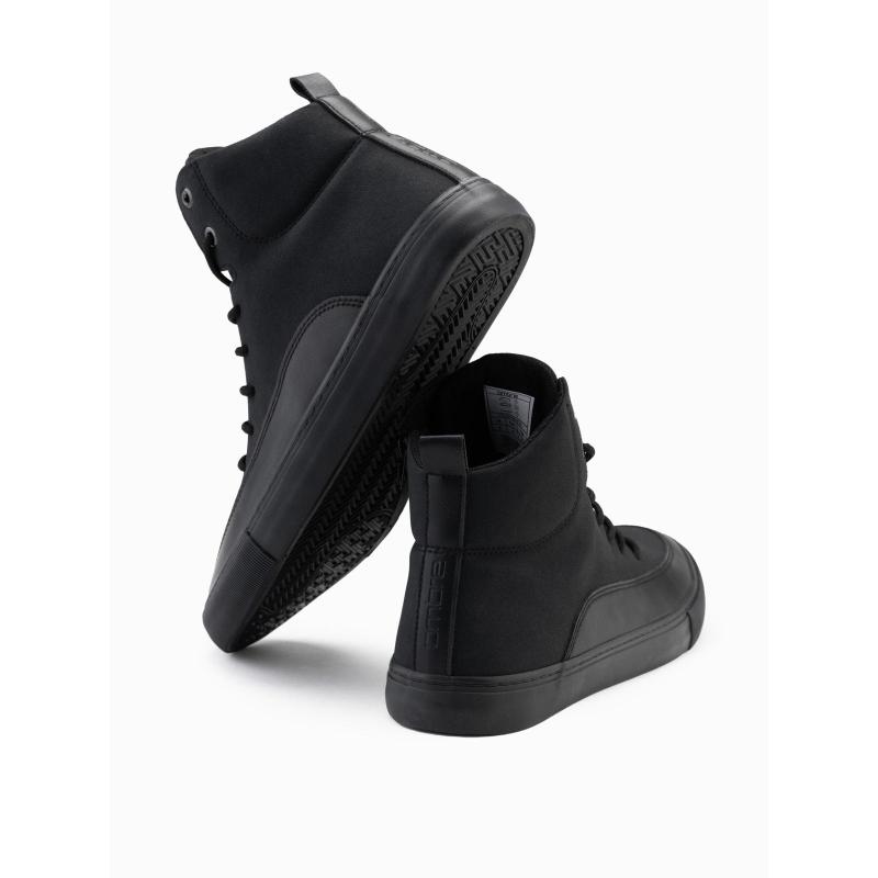 Férfi bokacsizma díszítő pántokkal – fekete V4 OM-FOSH-0176