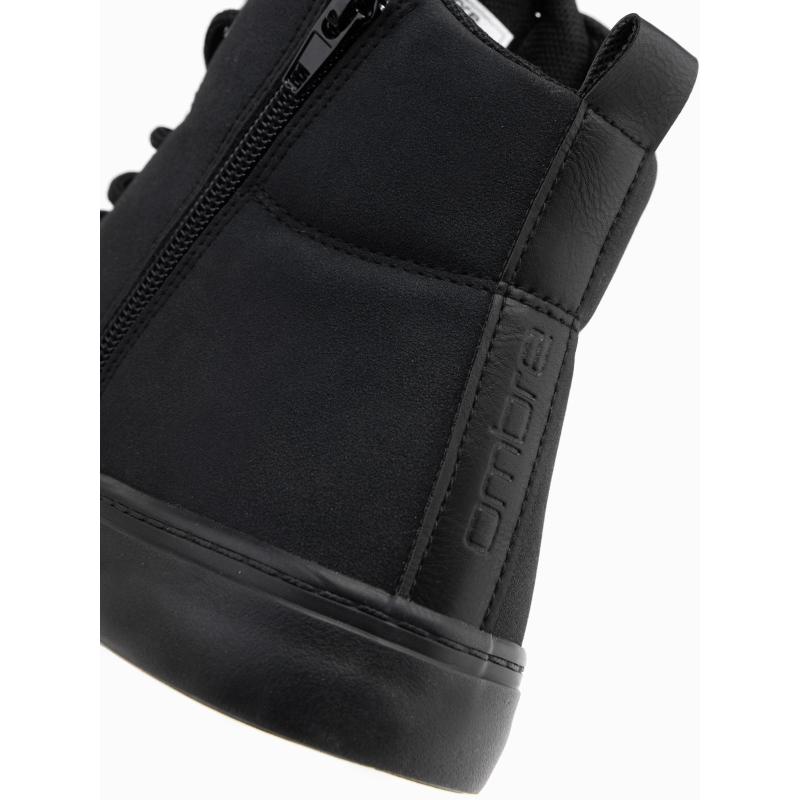 Férfi bokacsizma díszítő pántokkal – fekete V4 OM-FOSH-0176