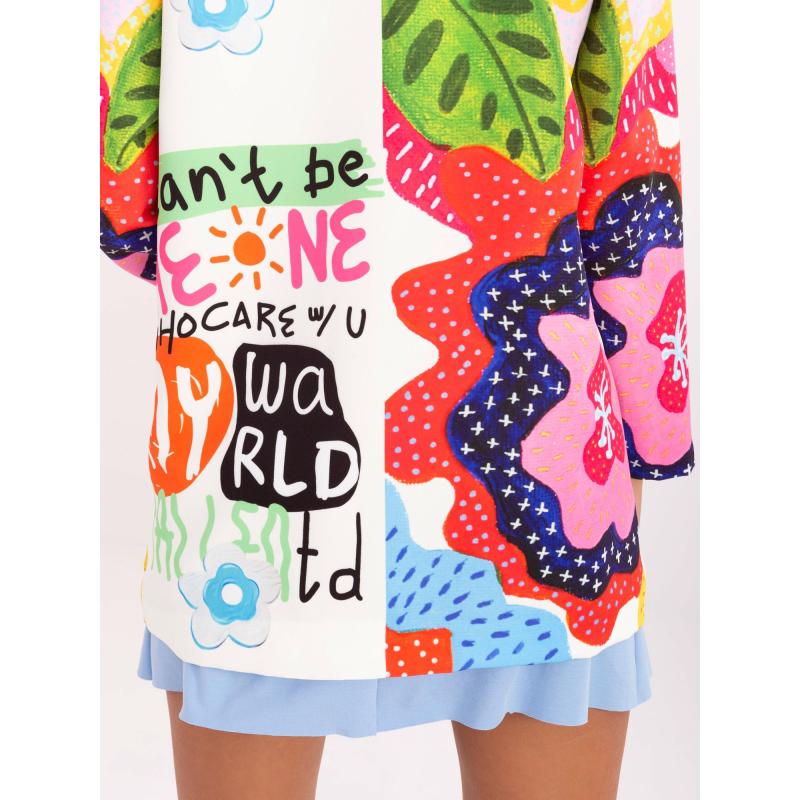 Krémová dámská bunda s barevným potiskem