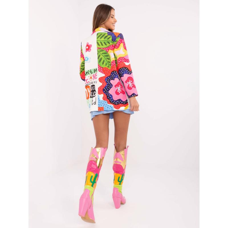 Krémová dámská bunda s barevným potiskem