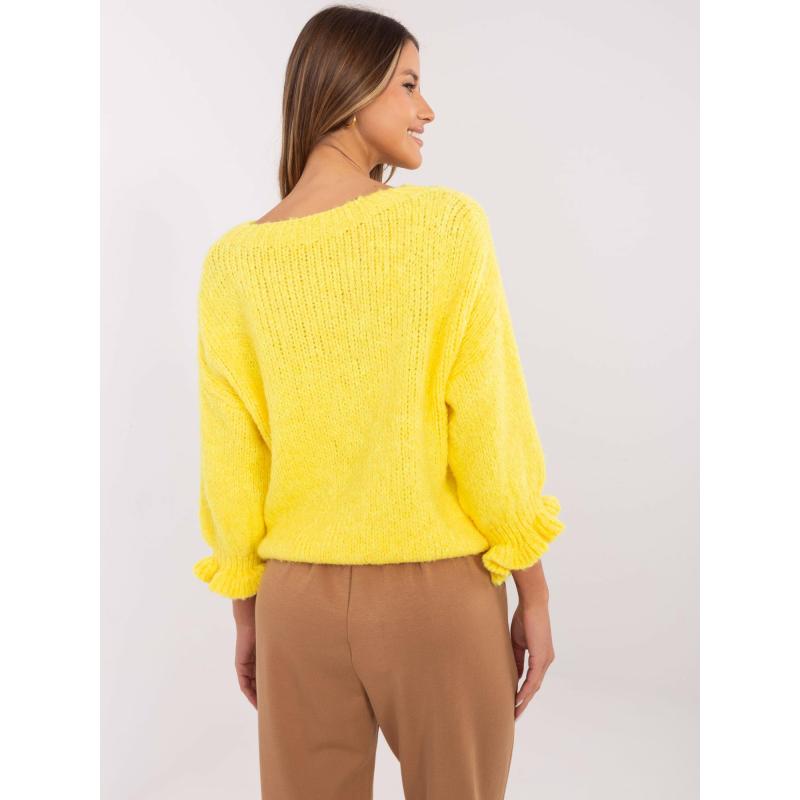 Sárga egyszínű női túlméretezett pulóver