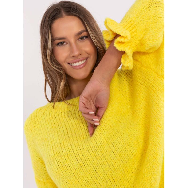 Sárga egyszínű női túlméretezett pulóver