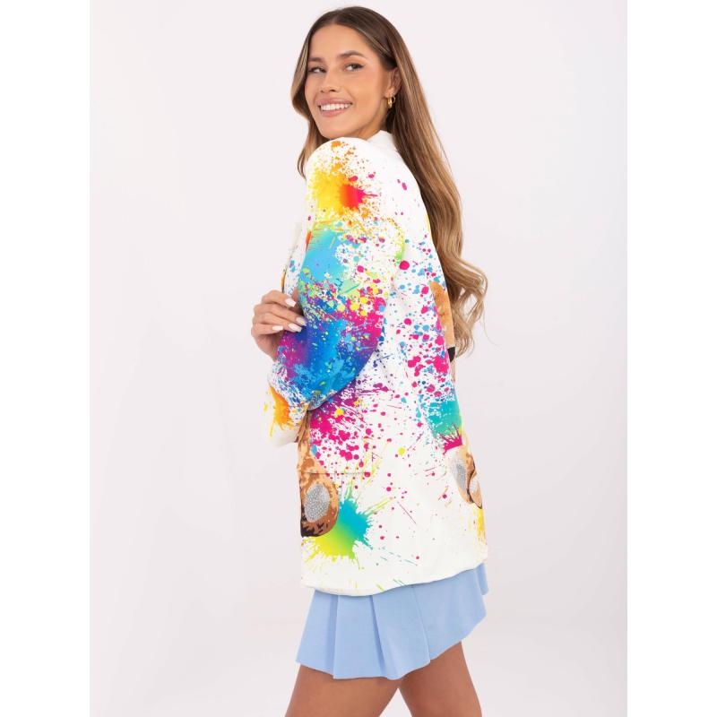 Krémový jednořadový blejzr s potiskem medvídka