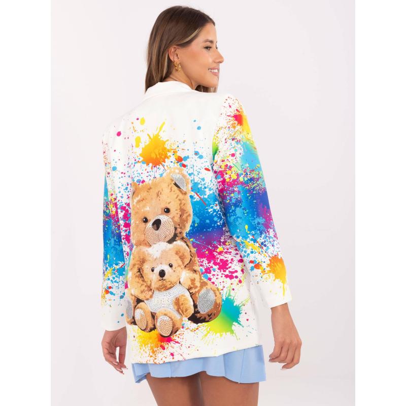 Krémový jednořadový blejzr s potiskem medvídka