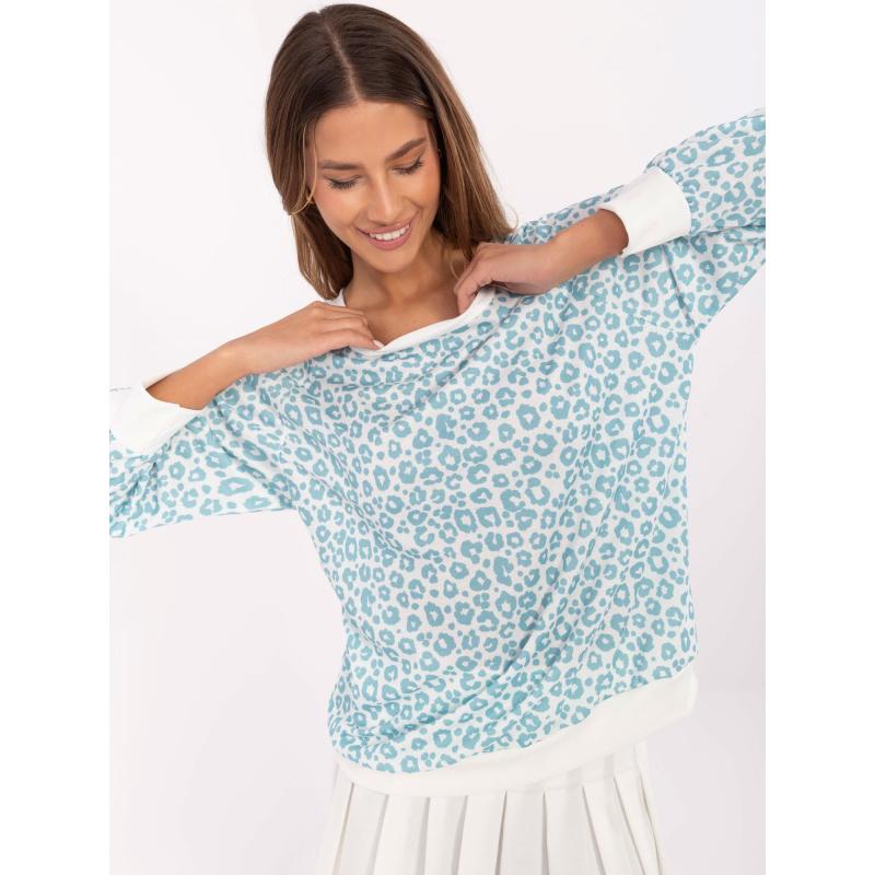 Mátově bílá dámská oversize blůza s leopardím potiskem