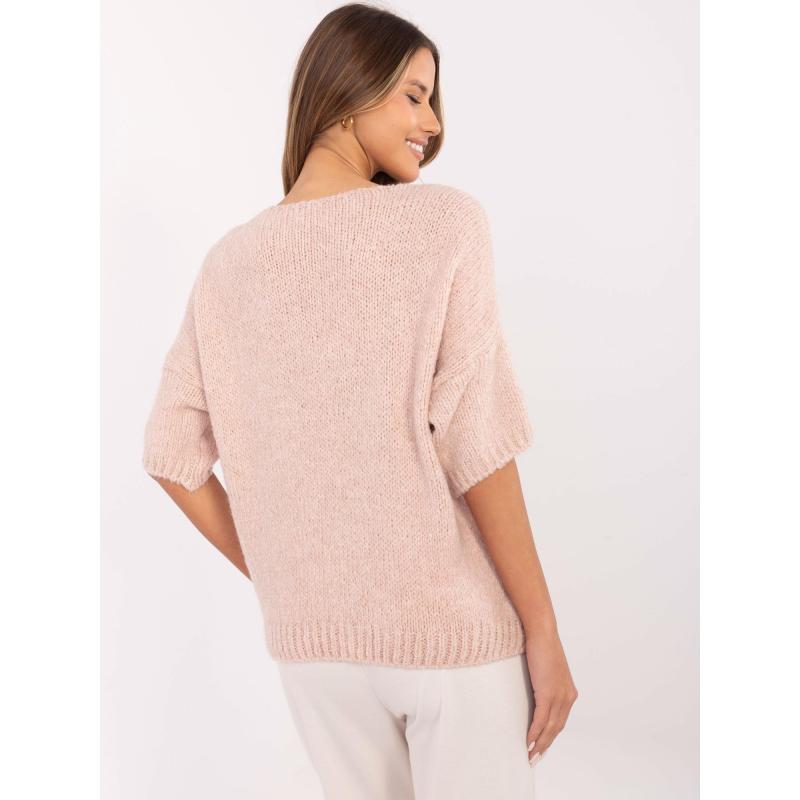 Světle růžový svetr oversize z vlněné směsi